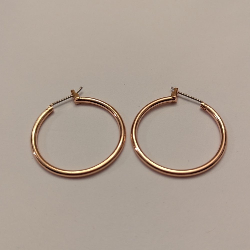 Rose Gold Hoop Earrings - Picture 5 of 5